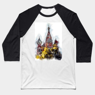 Moscow City Streets Travel Poster Series watercolor ink edition 06 Baseball T-Shirt